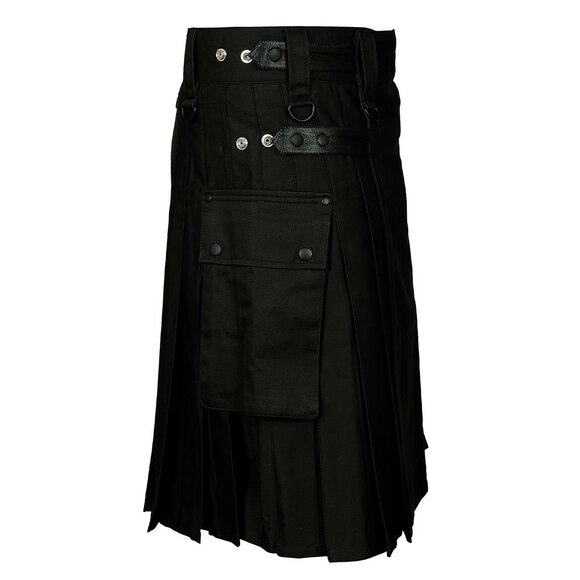 Christmas Special Irish Black Utility Kilt Mens Traditional Adjustable Leather - Picture 5 of 10